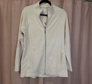 Coastal Blue Women's Light Cream Zip-Front Bomber Jacket